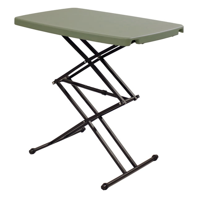 Sunnydaze Indoor/Outdoor Rectangular Patio Table with Adjustable Legs and Plastic Top - 29.5" - Gray