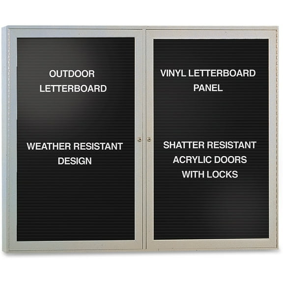 Ghent Enclosed Letterboard - 36" Height X 48" Width - Satin Aluminum Frame (PA23648BXBK)