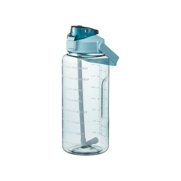 Green Sports Water Bottle With Straw Leakproof Gym Bottle 2000Ml Large Capacity Bpa Free Plastic Water Bottle With Handle 30X10.5Cm 11.81X4.13In Fitness Yoga Exercise Hydration Bottle