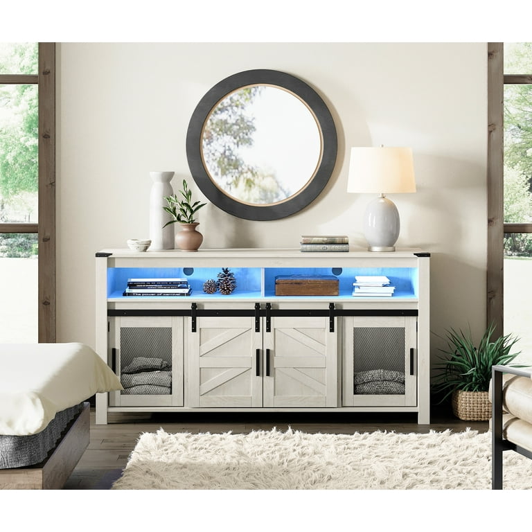 White barn door tv 2024 stand 65 inch