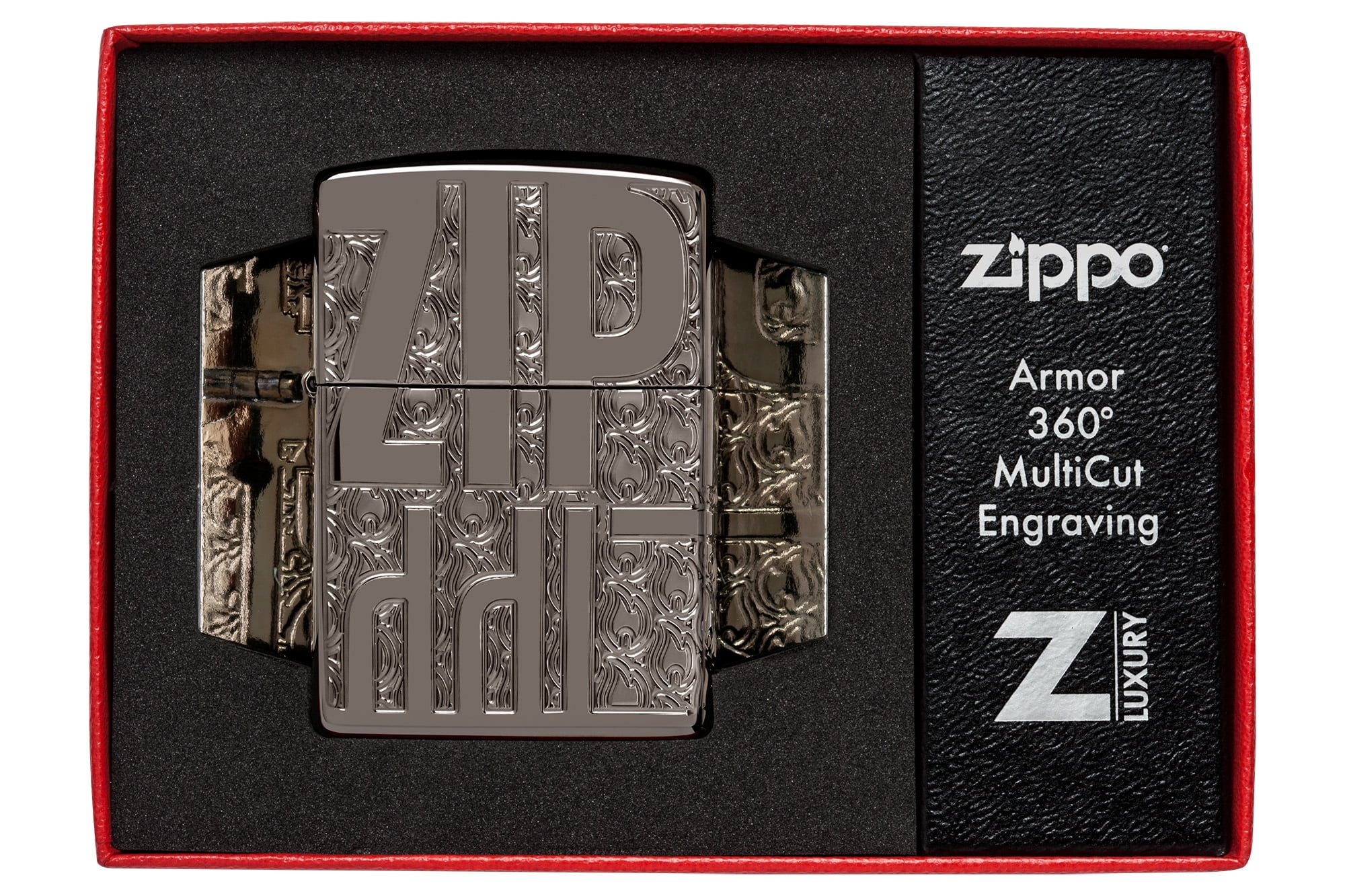 Zippo Reverse Carve Zippo Design Armor Black Ice Pocket Lighter