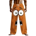 thumbnail image 2 of Blmnix Lightweight Pants Pants Men Beach Pants Baggy Palazzo Low Waisted Bottoms Wide-Leg Orange Long Mens Pants Casual,M, 2 of 5