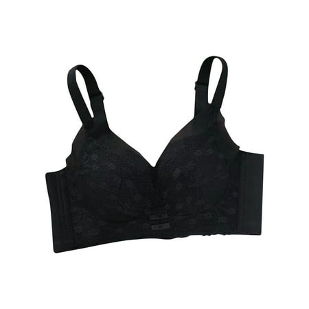 Yyeselk Women s Sexy Lace Bras Floral Embroidered Mesh No Underwire Bra Push Up Breathable Everyday Full Coverage Bralette with Adjustable Strap Black XL