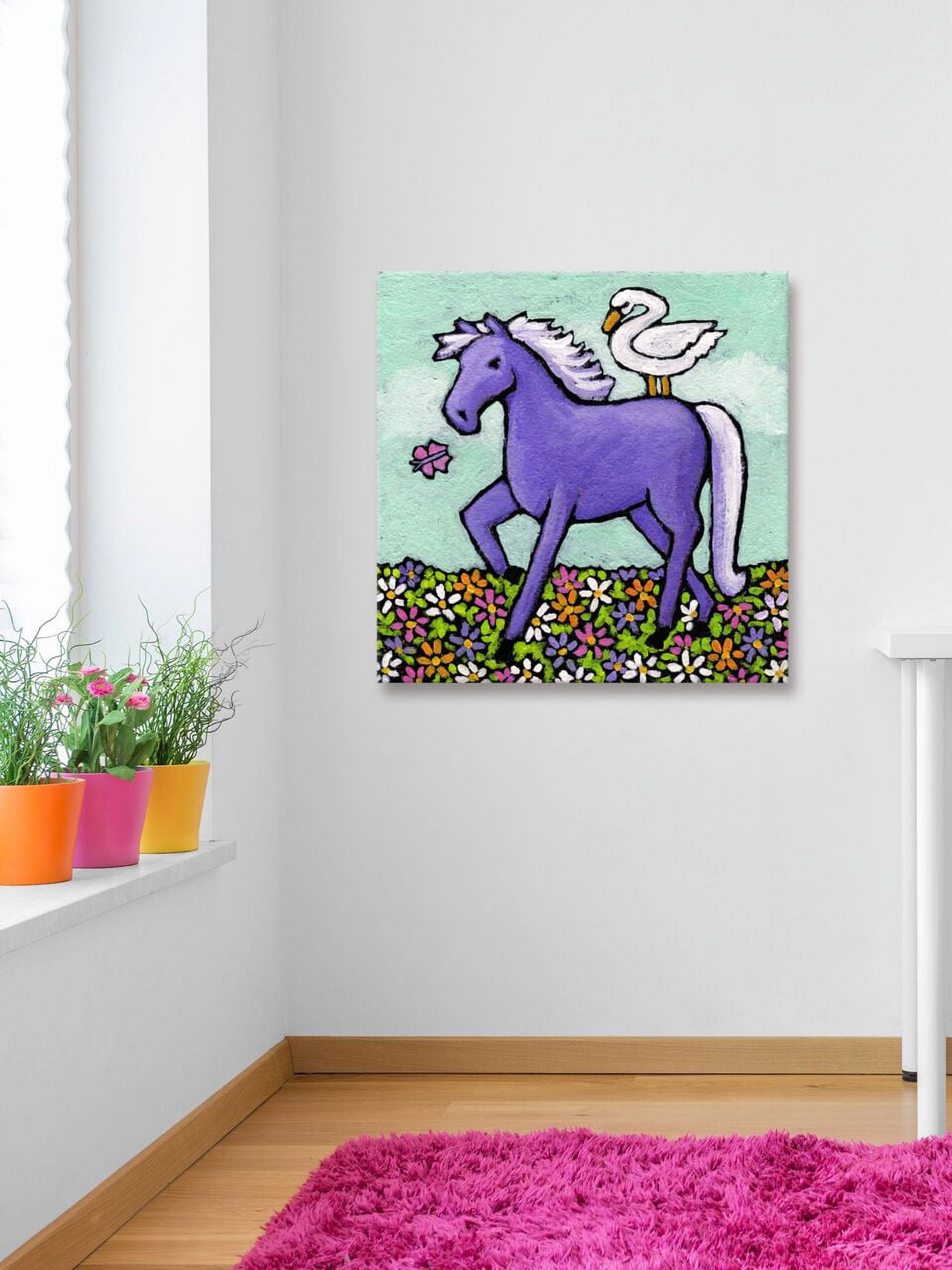 "Swan Riding a Horse" Painting Print on Wrapped Canvas