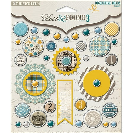 Lost & Found 3 Collection Decorative Brads, Oliver