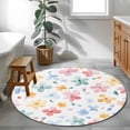 thumbnail image 4 of Round Area Rug 4ft, Spring Watercolor Pink Blue Flowers Non-Shedding Washable Area Rug, Floral Non Slip Low-Profile Circle Rugs for Living Room, Bedroom Dining Room, 4 of 9
