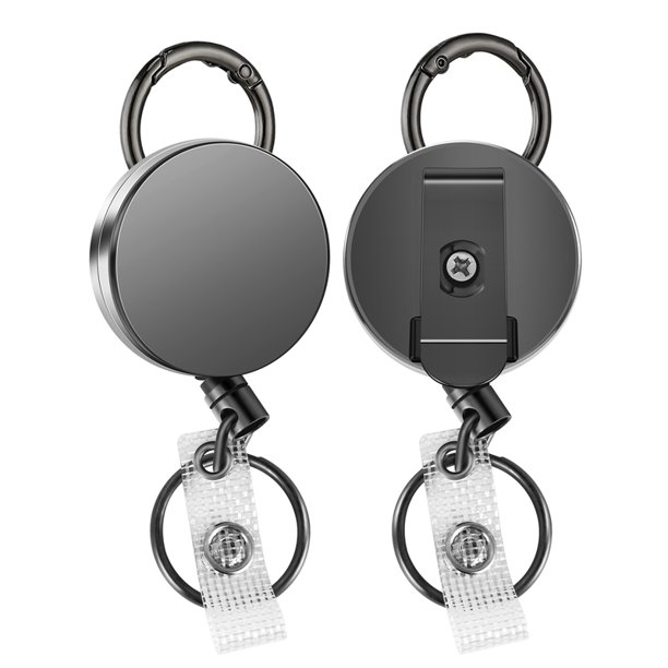 2 Pack Heavy Duty Retractable Holder Reels, Metal ID Holder with Belt