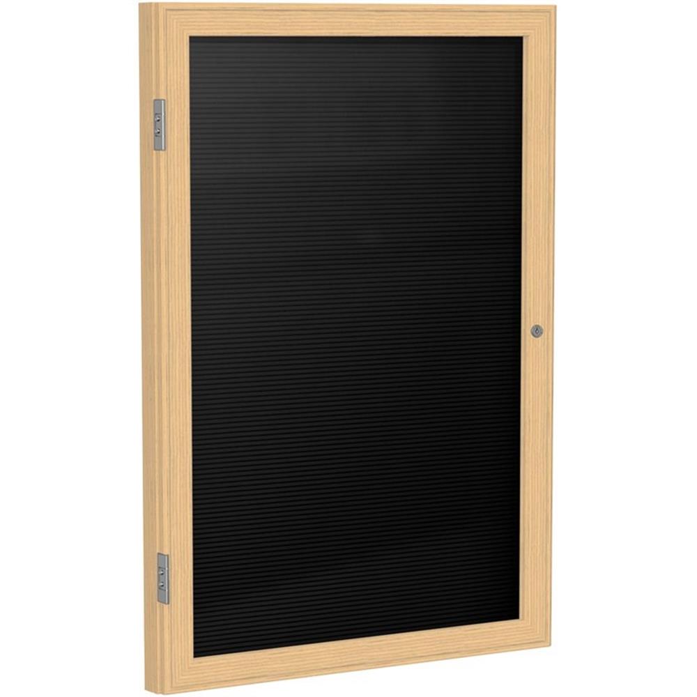 Ghent's Vinyl 36" x 30" 1 Door Enclosed Flannel Letterboard in Black