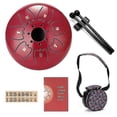 thumbnail image 1 of Tambor HUOGUO de acero, 6 pulgadas y 7 tonos con baquetas, color rojo, 1 of 5