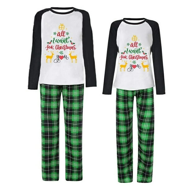 Pijama navideno a juego para pareja conjunto de ropa de dormir verde todo lo que quiero para Navidad Walmart en linea