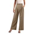 thumbnail image 1 of Gibobby Pantalones para mujer cintura alta para el frío Omen's Pantalones anchos de pierna para trabajo, de talle, vestido palazzo, pantalones fluidos(Caqui,CH), 1 of 5