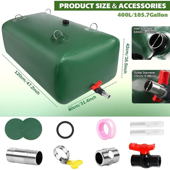 400L Foldable Water Bladder , Large Capacity Portable Water Container for RV, Camping, Emergency & Outdoor Use