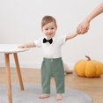 thumbnail image 2 of ZOEREA Baby Boy Clothes Toddler Boy Outfits 4PCS Gentleman Dress Romper/Vest/Pants/Bow Tie Cotton Suit Sets, 2 of 12