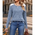 thumbnail image 4 of Camisas de Larga y Cuello Redondo para Mujer, Corte Holgado, Estilo Túnica Informal Elegante, Suéter, Ropa de Otoño e Invierno Azul XXL, 4 of 10