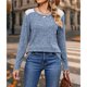 thumbnail image 4 of Camisas de Larga y Cuello Redondo para Mujer, Corte Holgado, Estilo Túnica Informal Elegante, Suéter, Ropa de Otoño e Invierno Azul XL, 4 of 10