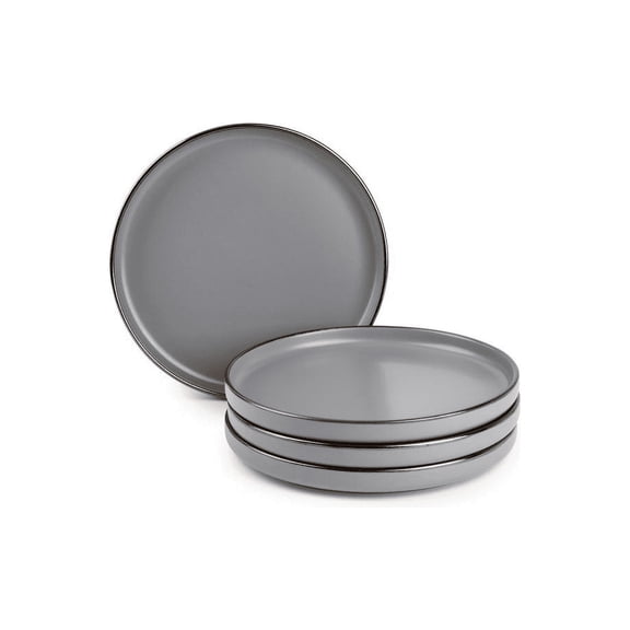 Thyme & Table Ava Gray Stoneware Round Dinner Plates, 4 Pack