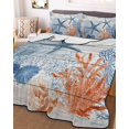 thumbnail image 3 of Quilts Queen Size Bedding Set, Navy Blue Coastal Lightweight Quilted Comforter, Nautical Summer Beach Ocean Coral Wooden Reversible Bedspread Coverlet with Pillow Covers for All Season, 90" x 96", 3 of 7