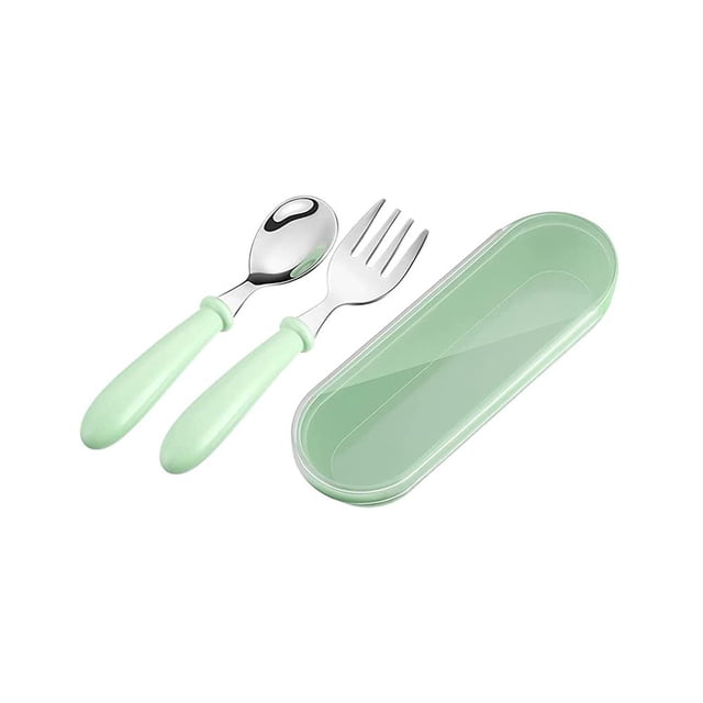 Infant Food Dining Pure Color Spoon Fork Reusable Toddler Dinnerware Set School Home