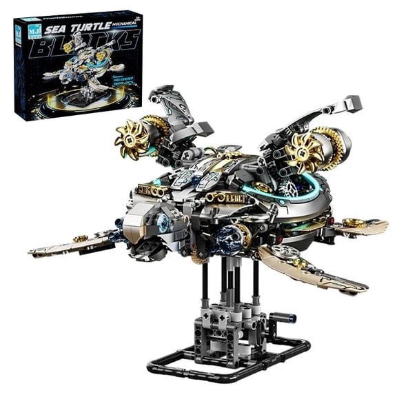 Remocguys Mechanical Turtle Building Set with Light Compatible with Lego Animal Model Decor for Adults Boys 1277 Pcs