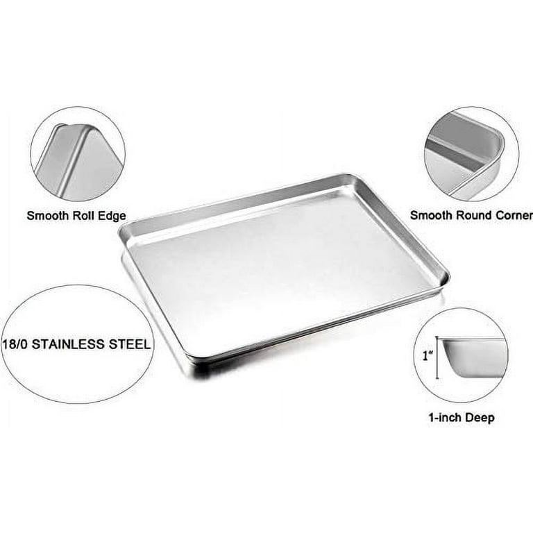 TeamFar Baking Sheet, Stainless Steel Baking Pan Cookie Sheet, Healthy &  Non Toxic, Rust Free & Less Stick, Easy Clean & Dishwasher Safe