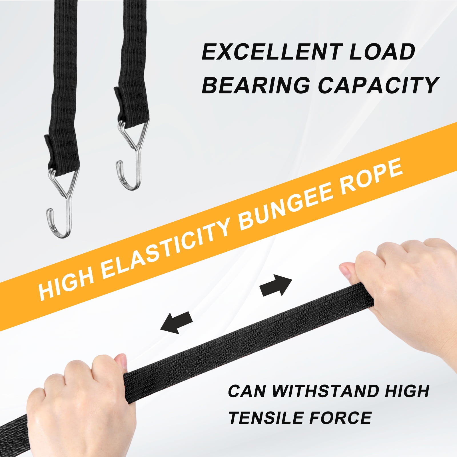 Uxcell 79" Adjustable Bungee Cords with Stainless Steel Hook, 4Pcs Heavy Duty Outdoor Elastic Bungee Strap for Securing Luggage Moving Cargo, Black