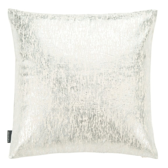 SAFAVIEH Letara Solid Metallic Accent Pillow, 18" x 18", Silver/White