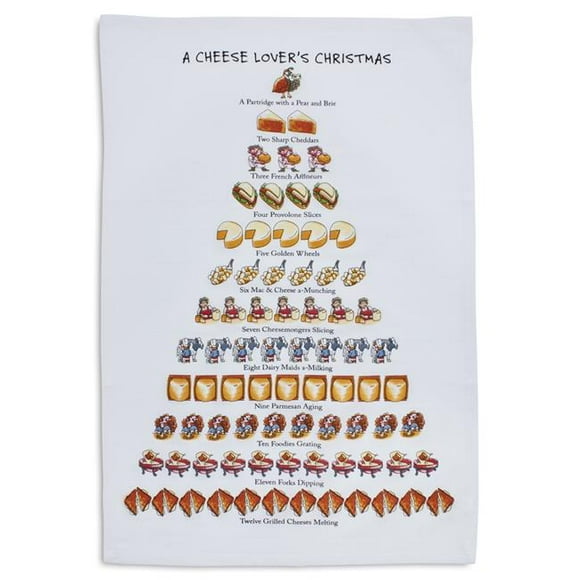 Sur La Table 04DP84WC A Cheese Lovers Christmas Flour Sack Kitchen Towel - Pack of 6