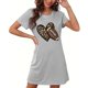 thumbnail image 1 of Camisón corto de mujer, vestido de largo medio con estampado de moda, camisón corto extragrande de mujer, camisón de manga corta con estampado de pecho a la moda, camisón de mujer, 1 of 6