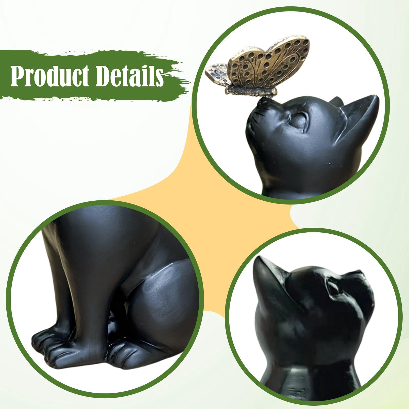 simhoa Cat Figurine Animal Sculpture Crafts Ornament Cat Memorial Statue Pet Memorial Gifts for Living Room Yard Outdoor House Decor