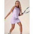 thumbnail image 5 of Two Piece Skirt Sets for Women Vacation Outfits Skirt Crew Neck Top Lounge Sets Violet XXL, 5 of 7