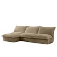 thumbnail image 5 of Miekor Furniture Slipcovered 3 Seater Armless Modern Upholstered Modular Armless Sectional with Reversible Ottoman,Sectional Sofa Couch Armless Sofa Couch Free Combination,Camel Corduroy Fabric 10757, 5 of 12