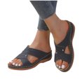 thumbnail image 3 of Tawop Clearance Shoes Womens Sandals Orthopedic Casual Wedge Beach Thick Sole Sandals Blue 6.5, 3 of 8