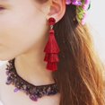 thumbnail image 4 of Boucles d'Oreilles Pompon pour les Femmes Boucles d'Oreilles Rouges en Couches Boucles d'Oreilles Bohèmes avec des Pierres Précieuses Irrégulières Déclaration Boucles d'Oreilles pour les Femmes, 4 of 11