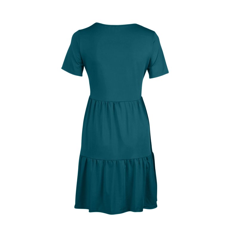 YI YI Women's Summer Casual Short Sleeve T Shirt Dress Tiered Swing Mini  Dresses with Pockets XL Dark Blue - Walmart.com