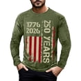 thumbnail image 3 of 250 Anniversary Usa Shirt Anniversary Graphic T Shirt Commemorative Print Casual Long Sleeve Mens Graphic Tees Army Green L, 3 of 5