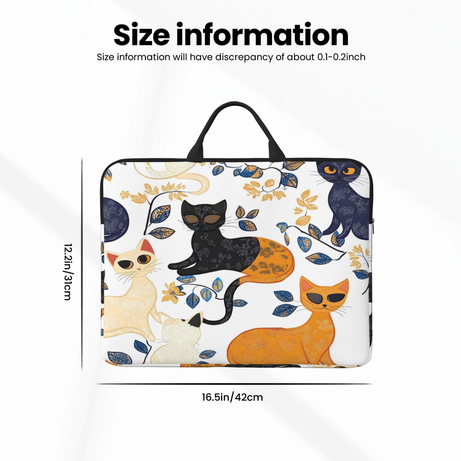Laptop Sleeve Bag For Women Men 14inch Waterproof Durable Protective Computer Carrying Cover Handle Laptop Case Bag Abstract Cat