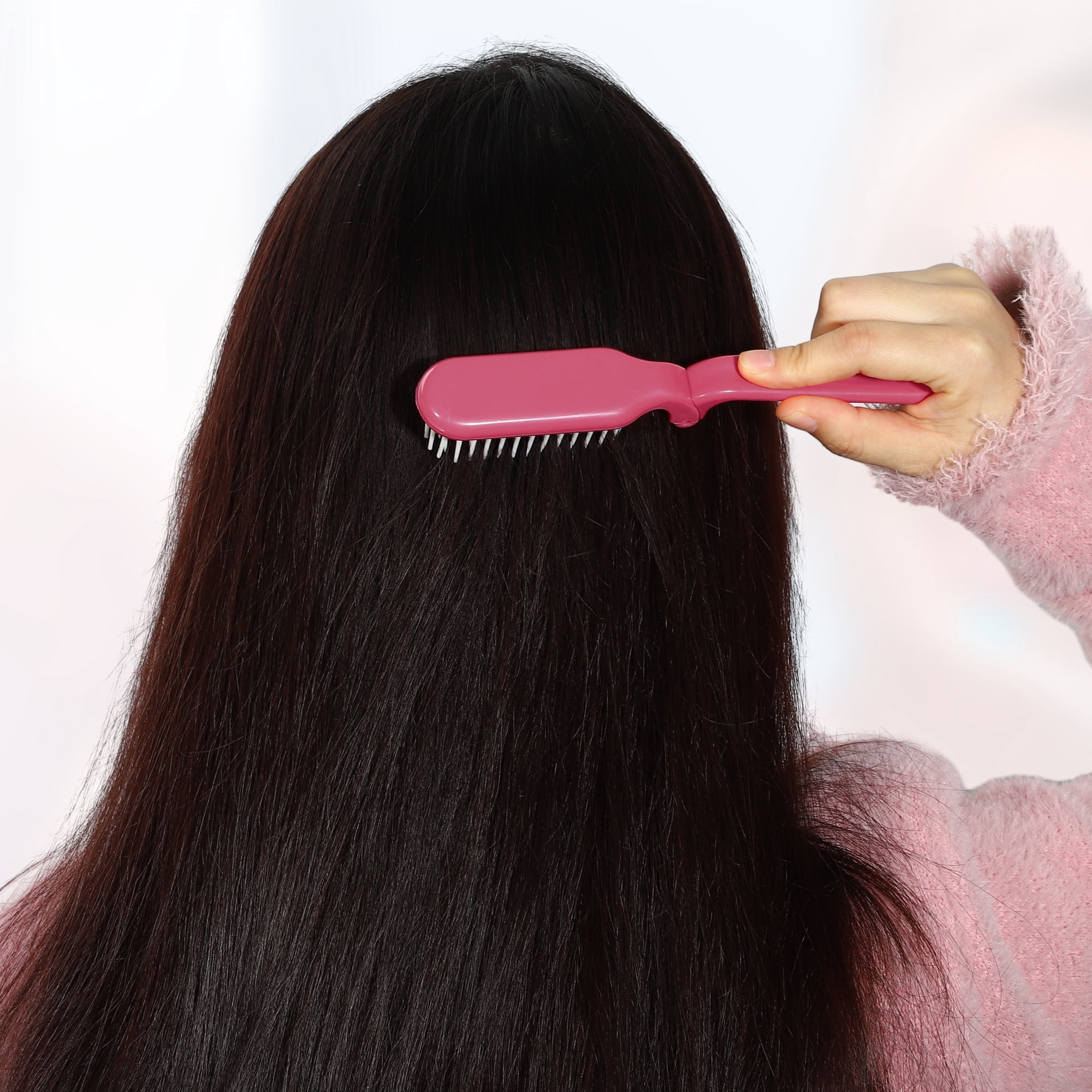 Unique Bargains 1Pc Women's Foldable Hair Brush for Curly Straight Thin Dry Wet Hair Red