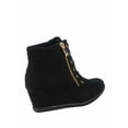thumbnail image 3 of Peggy-53 Women's High Top Fashion Round Toe Lace Up Wedge Sneaker Shoes ( Black, 6 ), 3 of 4