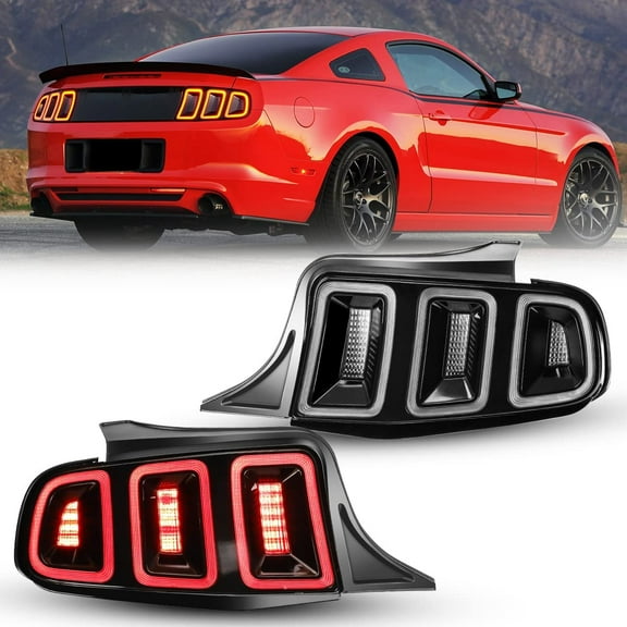 Full Led Tail Lights Assembly for 2010-2014 Ford Mustang, Led Mustang Tail lights Replacement w/ Led Red Sequential Turn Signals,DRL, Led Reverse Lights Clear Lens