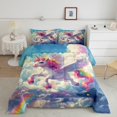 thumbnail image 2 of Unicorn Bed Comforter Set Queen Size,Freamy Animals Super Soft Microfiber Bedding Set for Adults Teens,Rainbow Cloud Comforter Set,2 Pillowcases, 2 of 6
