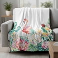thumbnail image 2 of Tropical Flamingo Blanket Soft Cozy Warm Throw Blanket for Couch, Plush Fuzzy Flannel Fleece Blankets for Sofa, Botanical Summer Watercolor Flower Plant Bed Blankets Gifts for Men, 50"x80", 2 of 9