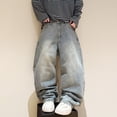 thumbnail image 5 of Mrmall Men's Wide Leg Jeans Vintage Baggy Jeans Embroidery Casual Loose Fit Denim Pants with Pockets, 5 of 6