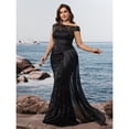 thumbnail image 5 of AURA Plus Size Evening Dress Sequin V Neck Sleeveless Party Long Slim Fit Polyester Summer, 5 of 8