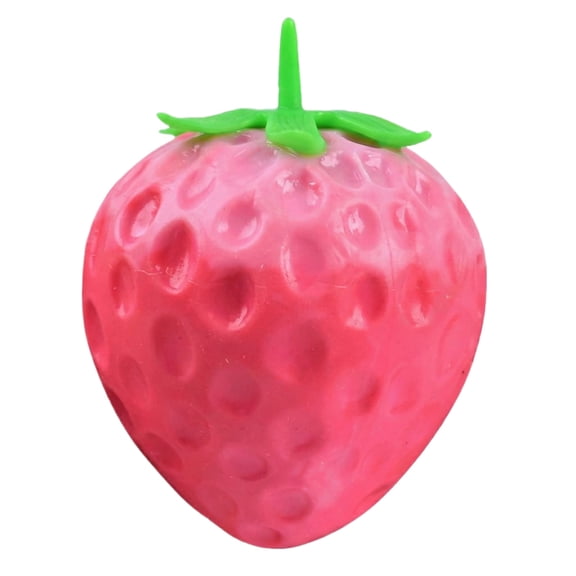 Giant Strawberry Squeeze, Slow Rising Stress Ball, Silicone Sensory Squeeze, 5X3 In, Pink, 1 Pc, Valentines Day Squeeze Toys, Desk Squeeze Toys, Relaxation Relief Items Squeeze