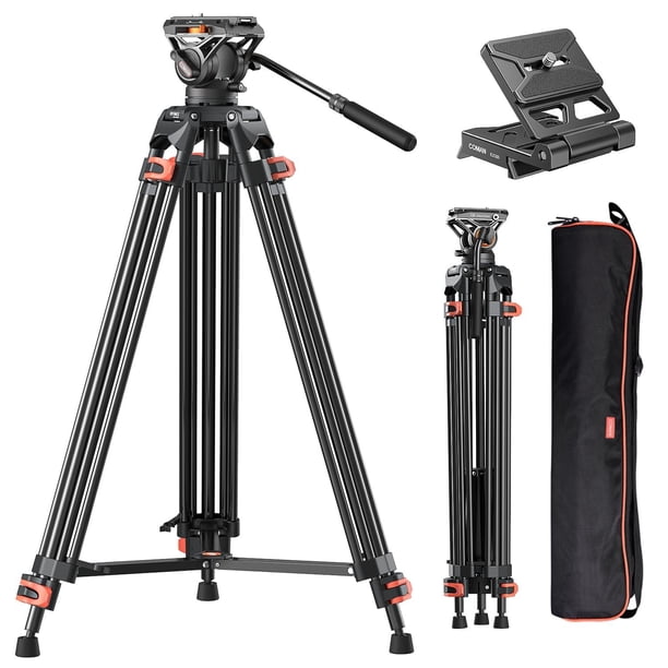 Trípode Profesional de Aluminio 72 Pulgadas con Cabezal de Líquido 360 Grados para Cámaras DSLR Cano