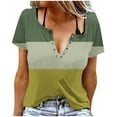 thumbnail image 1 of Camisetas de Cuello Redondo Botón de Impresión de la Moda de Manga Corta de las Mujeres, Poliéster Spandex, 1 of 5