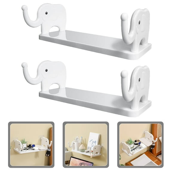 Masteelf 2pcs Adhesive Floating Shelf Wall Storage Shelf Bathroom Kitchen Organizing Rack