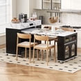 thumbnail image 3 of Extendable Dining Table with Extra-Long Folding Top, Rolling Kitchen Island with Drawers, Power Outlet and Brake lock, Storage Cabinet for Kitchen and Dining Room,Black, 3 of 17