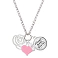 thumbnail image 1 of Delight Jewelry Silvertone Large Rose Outline - Light Pink Heart Nurse Strong Zoe Necklace, 1 of 4