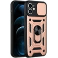 thumbnail image 2 of Sturdy Case for Apple iPhone 12 Mini (Not 12) with Slide Camera Window, Heavy Duty Military Grade Protection Phone Cover Built-in 360°Rotate Ring Stand for Apple iPhone 12 Mini SJ Rose Gold, 2 of 14